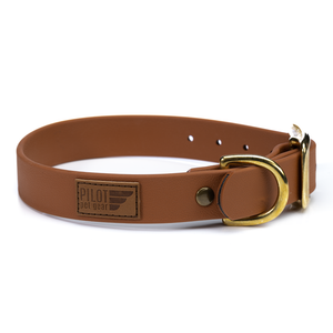 Biothane Waterproof Collar - Luxe Brown with brass