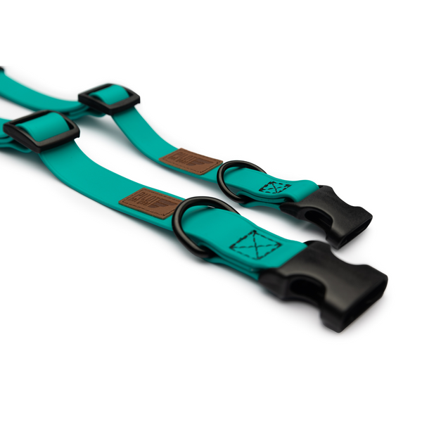 Teal colored biothane adjustable collar for dogs from Pilot Pet Gear